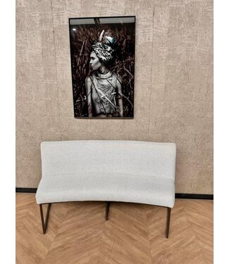 Eetkamerbankje ovaal wit Lara met brons frame *showroom