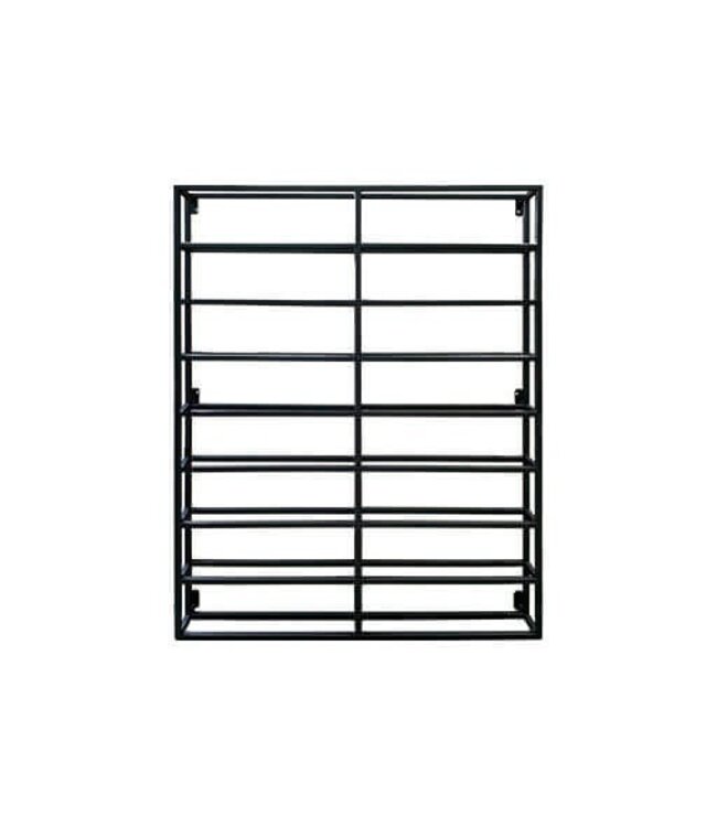 Wijnrek van zwart staal dubbel 8 flessen