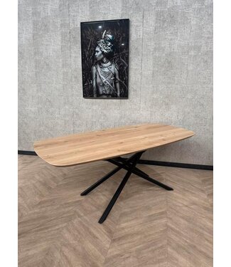 Eiken eettafel deens ovaal 200x100 + Mikado frame *nieuw