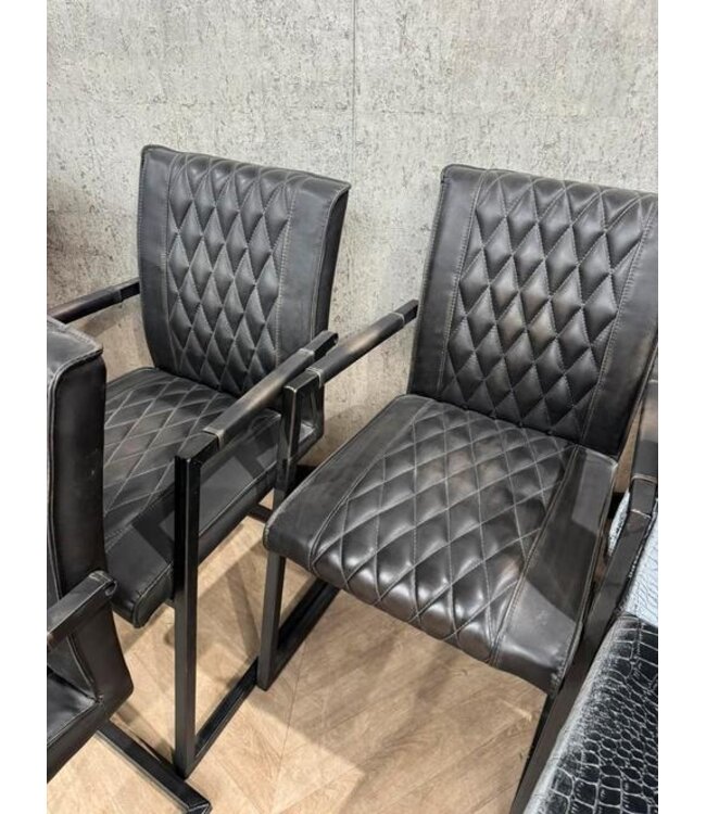 Set van 6 goedkope eetkamerstoelen zwart/bruin *showroom