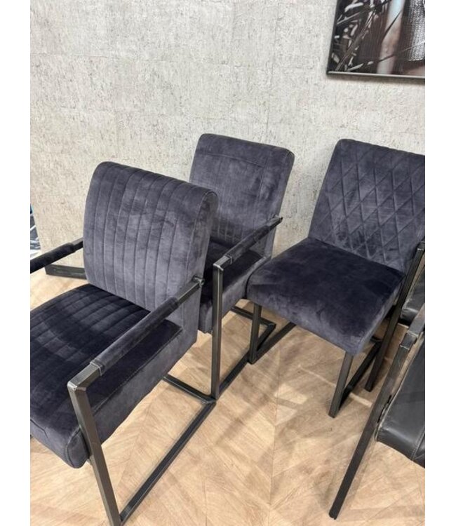 Goedkope set 8 eetkamerstoelen zwart/grijs/bruin *showroom