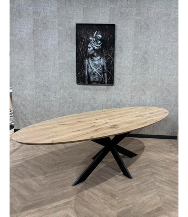 Grote ovale eiken eettafel 280x120 incl frame *nieuw