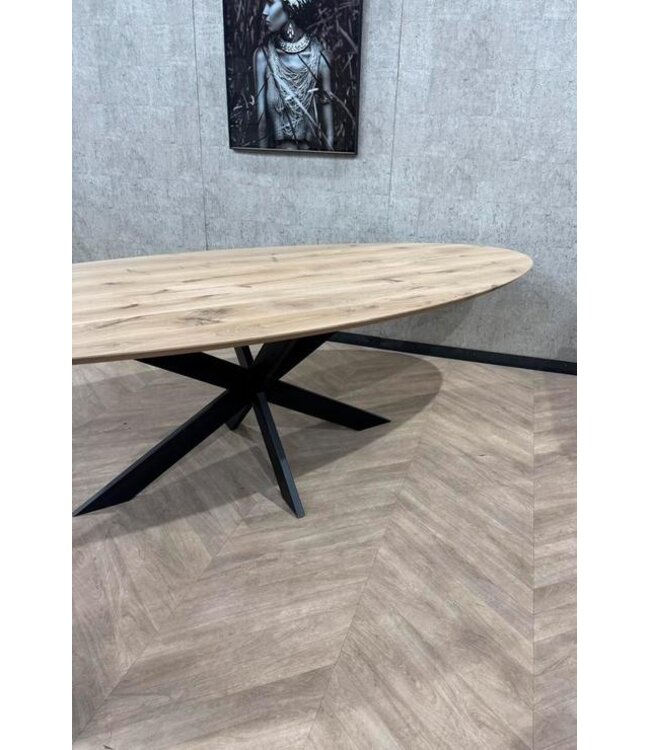 Grote ovale eiken eettafel 280x120 incl frame *nieuw