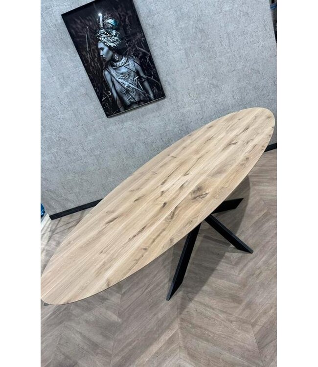 Grote ovale eiken eettafel 280x120 incl frame *nieuw