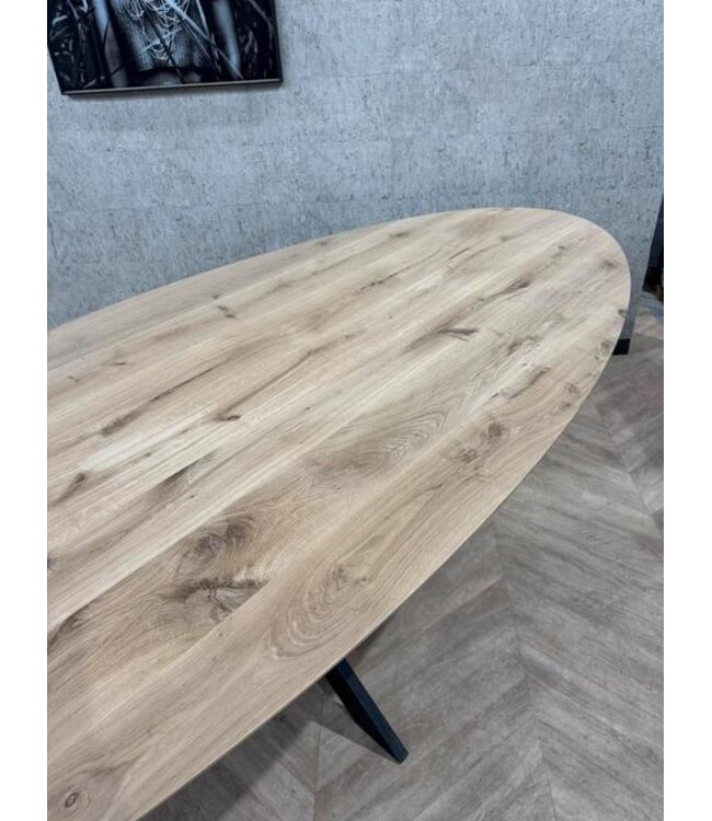 Grote ovale eiken eettafel 280x120 incl frame *nieuw