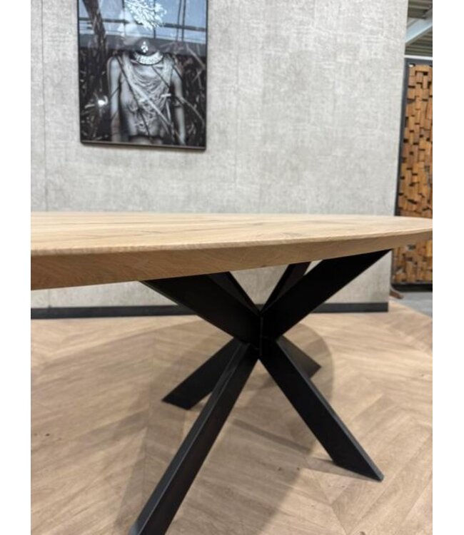 Grote ovale eiken eettafel 280x120 incl frame *nieuw