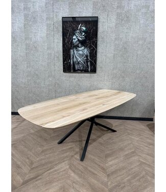 Eiken deens ovaal 220x100cm eettafel *kleur naar keuze!