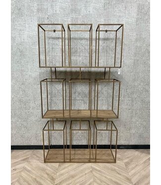 PTMD PTMD open vakken kast antiek goud met hout *showroom