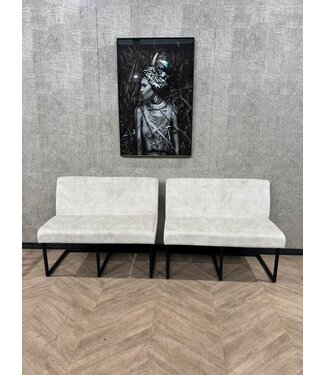 2 eetkamerbankjes Topa créme/wit 2x 110cm / 220cm *nieuw