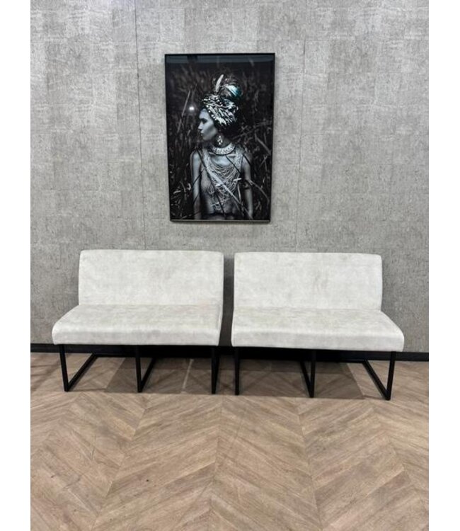 2 eetkamerbankjes Topa créme/wit 2x 110cm / 220cm *nieuw