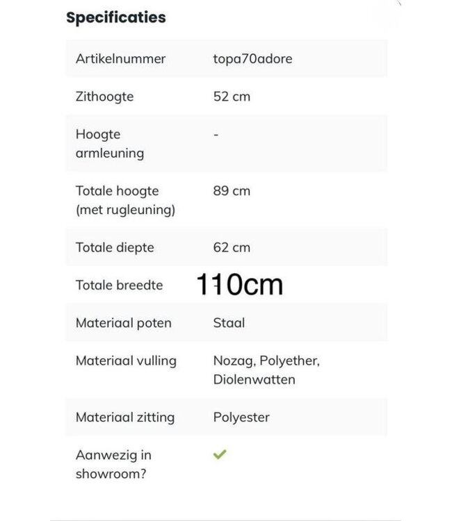 2 eetkamerbankjes Topa créme/wit 2x 110cm / 220cm *nieuw