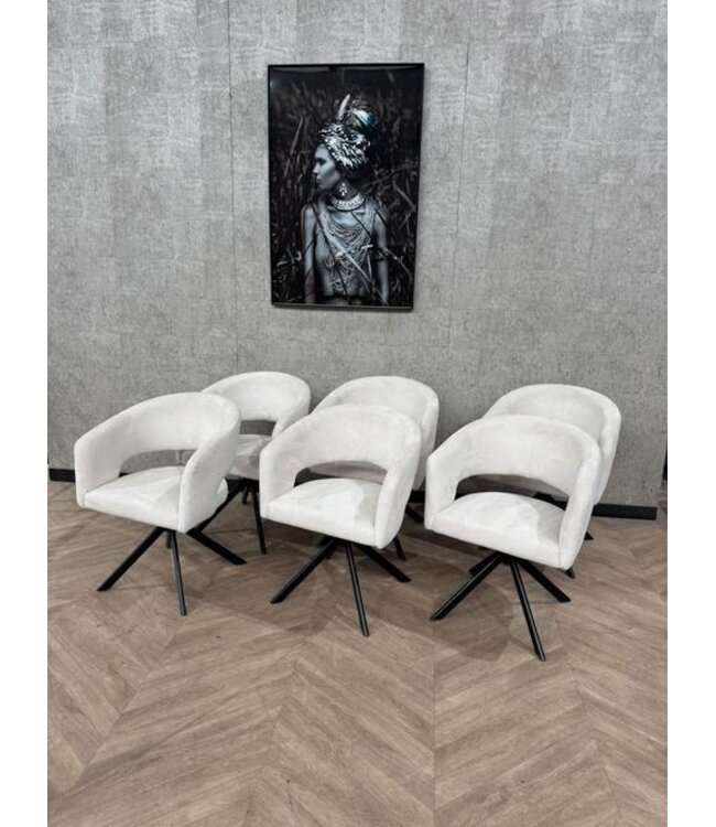 Setje van 6 eetkamerstoelen crème Moods Tokyo *showroom