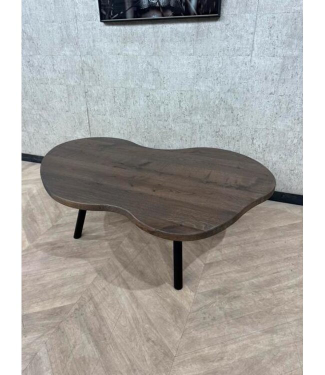 Grote organische eiken salontafel donker bruin 140x90 *nieuw