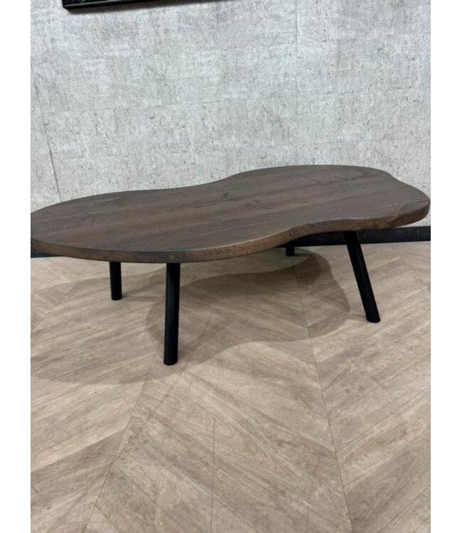 Grote organische eiken salontafel donker bruin 140x90 *nieuw