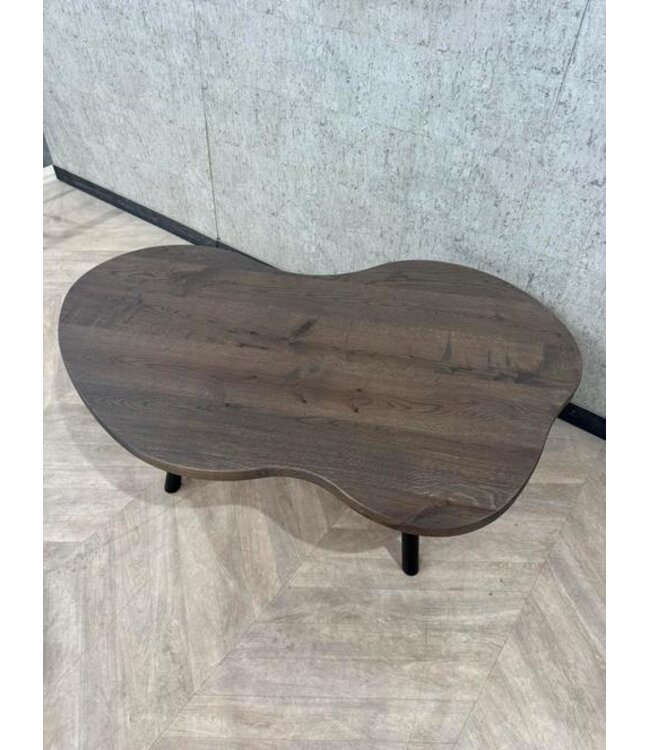 Grote organische eiken salontafel donker bruin 140x90 *nieuw
