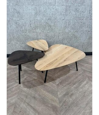 Trio setje Kiezel salontafeltjes eiken *showroom