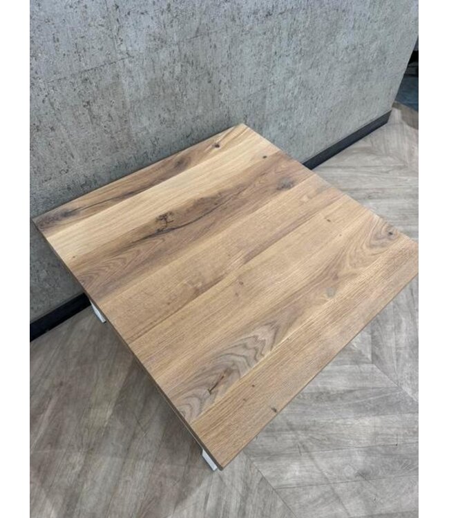 Salontafel massief eiken vierkant 70x70 wit frame *nieuw