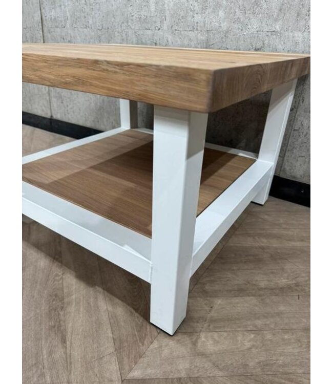 Salontafel massief eiken vierkant 70x70 wit frame *nieuw