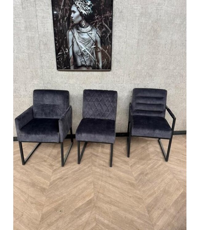 Set van 6 goedkope eetkamerstoelen zwart/bruin *showroom