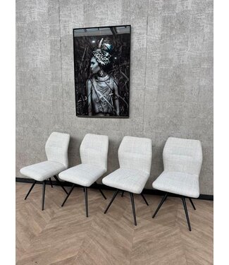 Setje van 4 eetkamerstoelen linnen/creme Fjord 1 *showroom