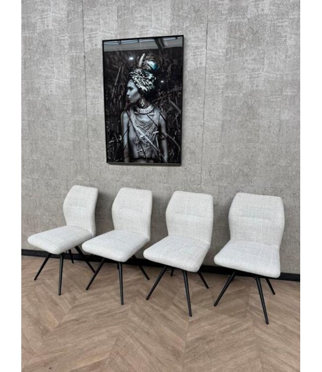 Setje van 4 eetkamerstoelen linnen/creme Fjord 1 *showroom