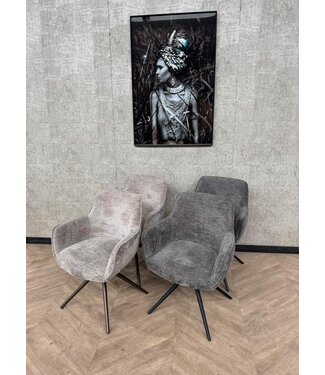 Setje van 4 eetkamerstoelen Fedde beige/antraciet *showroom