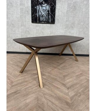Eiken Deens ovaal donkerbruin goud frame 195x100cm *showroom