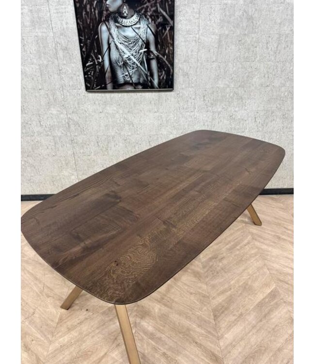 Eiken Deens ovaal donkerbruin goud frame 195x100cm *showroom