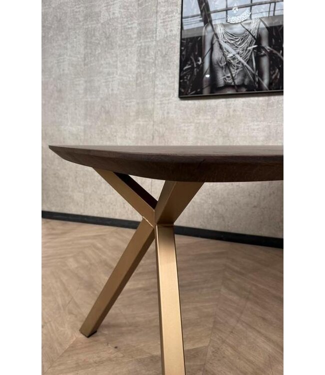 Eiken Deens ovaal donkerbruin goud frame 195x100cm *showroom