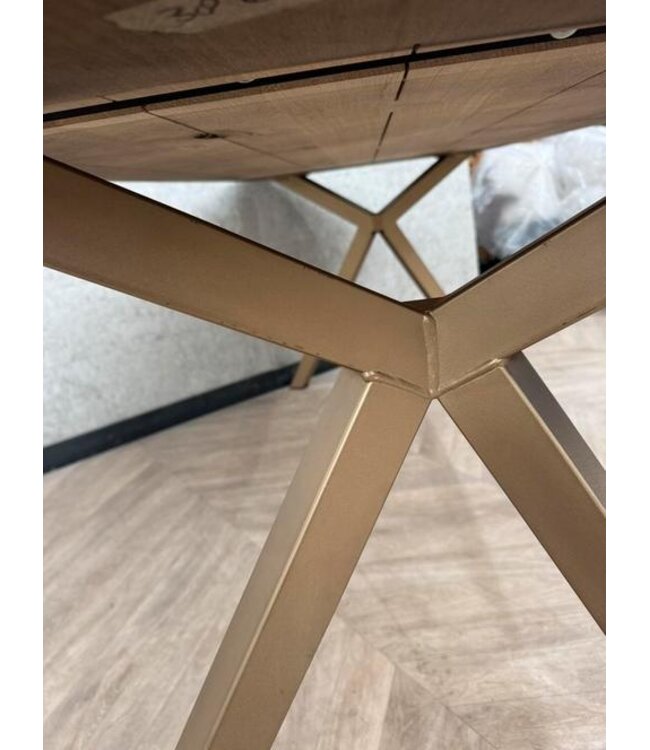 Eiken Deens ovaal donkerbruin goud frame 195x100cm *showroom