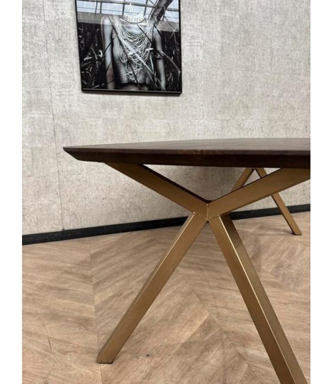 Eiken Deens ovaal donkerbruin goud frame 195x100cm *showroom