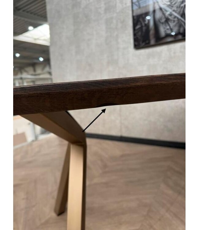 Eiken Deens ovaal donkerbruin goud frame 195x100cm *showroom