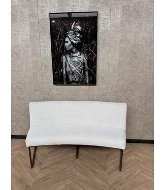 Eetkamerbankje ovaal wit Lara met brons frame *showroom