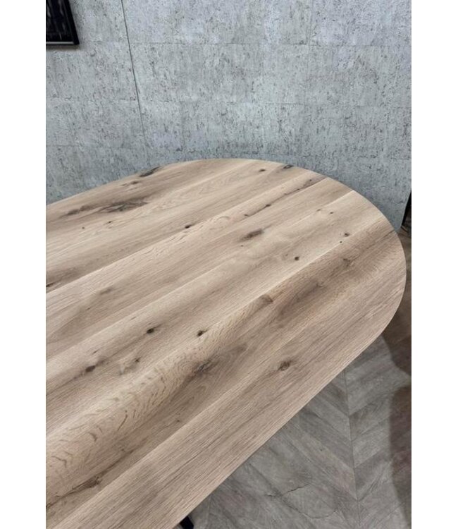 Eiken eettafel rond ovaal 220x110 matte lak *nieuw