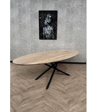 Grote eiken eettafel ovaal 260cm x 120cm incl frame