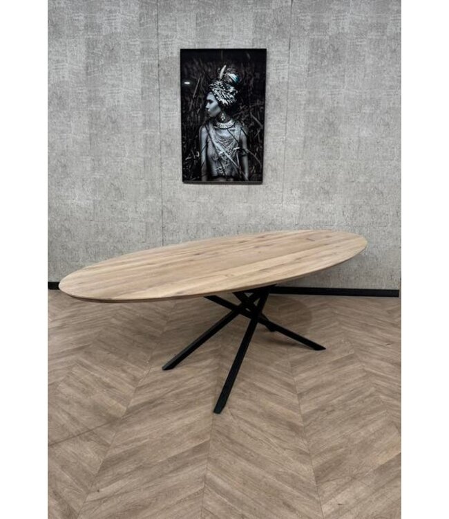 Grote eiken eettafel ovaal 260cm x 120cm incl frame