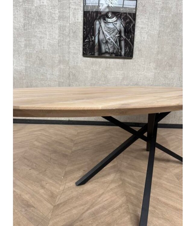 Grote eiken eettafel ovaal 260cm x 120cm incl frame