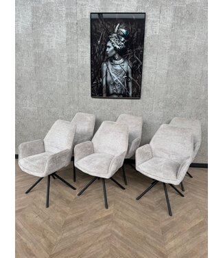 Set van 6 beige eetkamerstoelen Elba *showroom