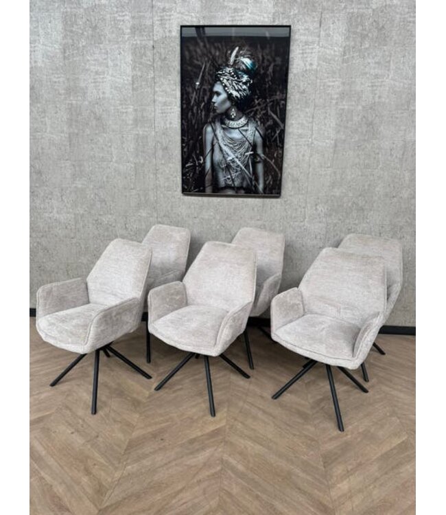 Set van 6 beige eetkamerstoelen Elba *showroom