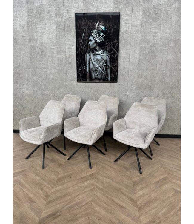 Set van 6 beige eetkamerstoelen Elba *showroom