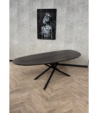 Organische vorm eettafel 240x100cm mango donkerbruin *nieuw