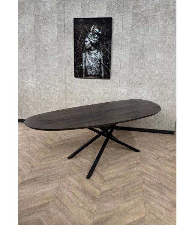Organische vorm eettafel 240x100cm mango donkerbruin *nieuw
