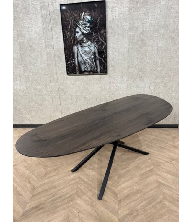 Organische vorm eettafel 240x100cm mango donkerbruin *nieuw
