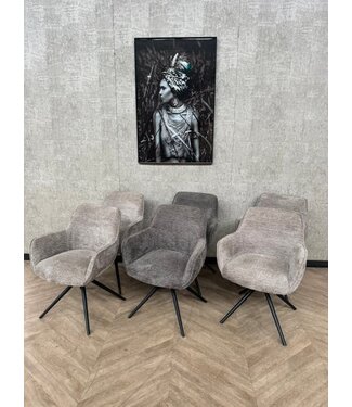 Set van 6 beige/antraciet eetkamerstoelen Fondo *showroom