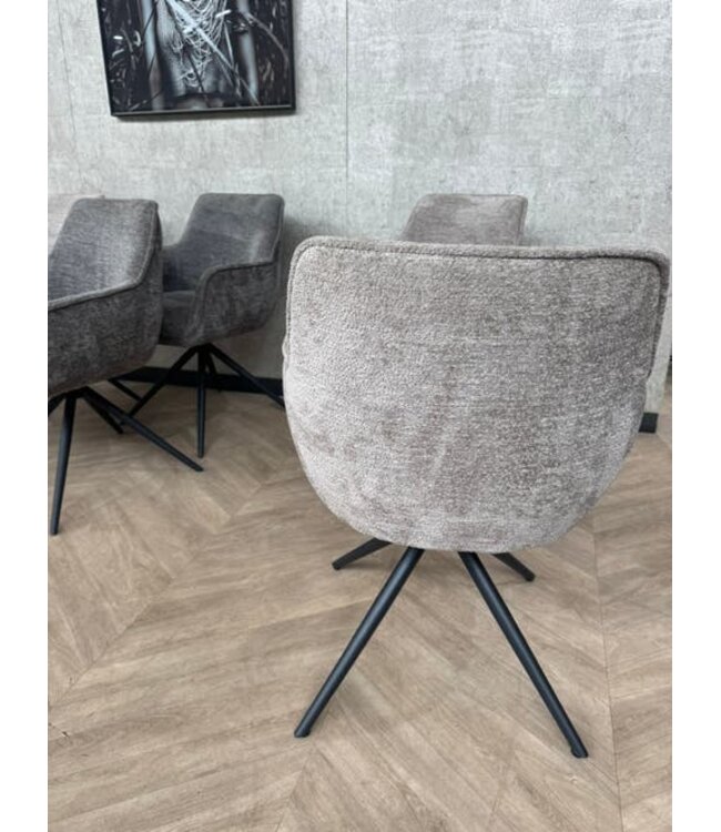 Set van 6 beige/antraciet eetkamerstoelen Fondo *showroom