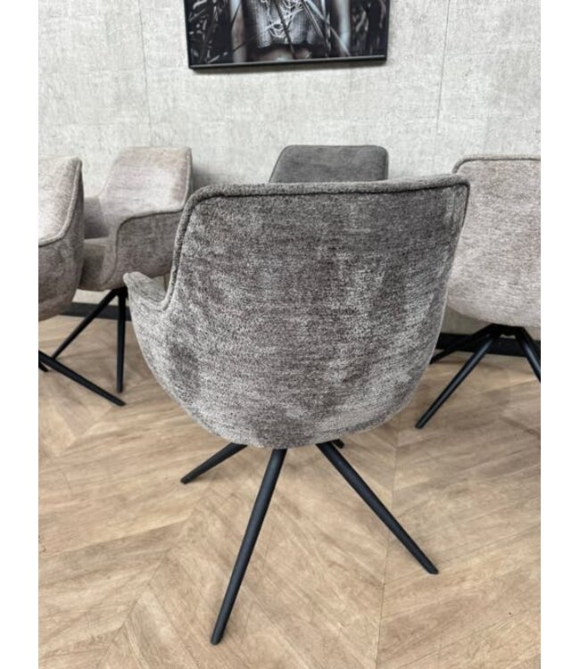 Set van 6 beige/antraciet eetkamerstoelen Fondo *showroom