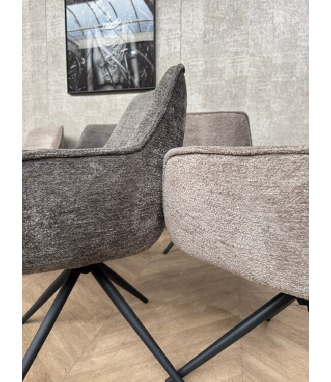 Set van 6 beige/antraciet eetkamerstoelen Fondo *showroom