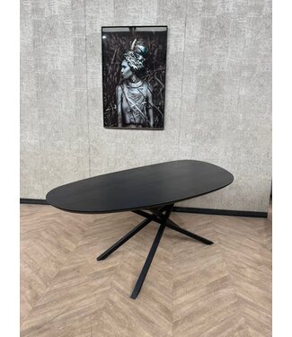 Massief eiken Leaf zwarte eettafel 200x100cm *showroom