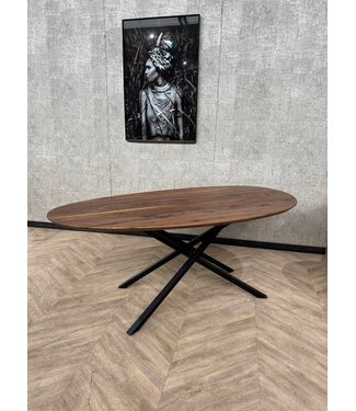 Organische vorm noten eettafel 200x100cm *nieuw