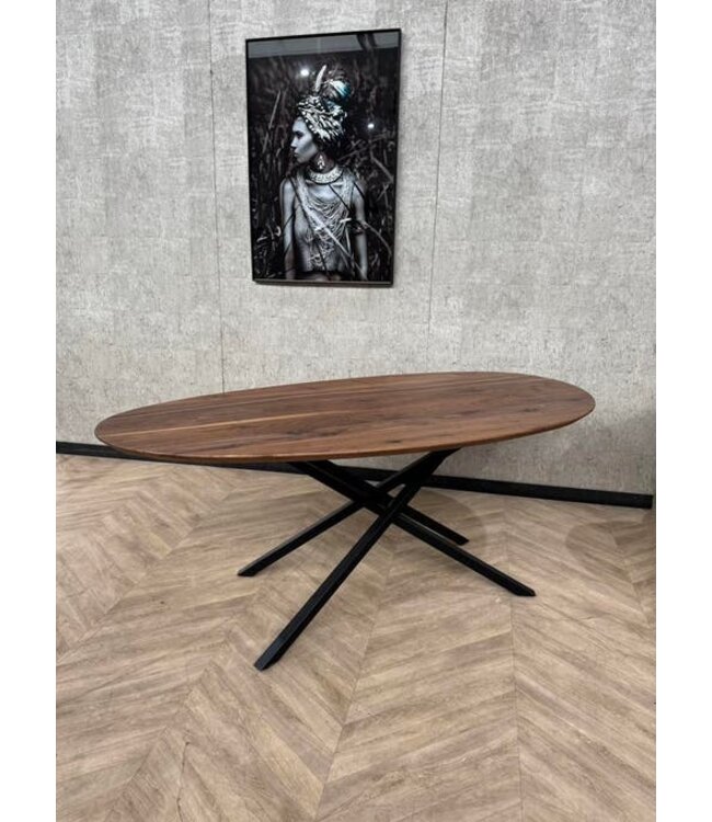 Organische vorm noten eettafel 200x100cm *nieuw